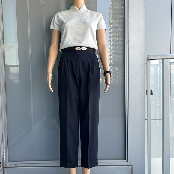 Vintage Pants - Vintage Dark Blue Dress  Pants
